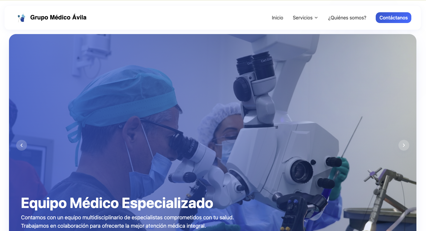 Grupo Médico Ávila website built by LensCreations Studio
